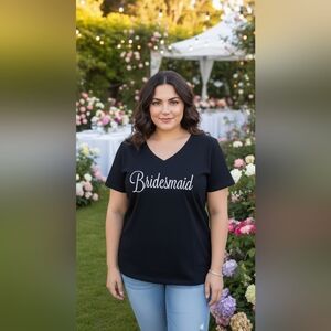 New Size 0 ( Large / XL ) Torrid Shirt Black Bridesmaid Wedding V-Neck T-shirt